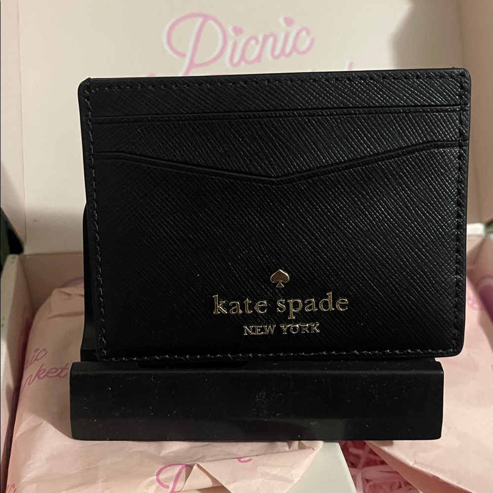 Kate Spade Saffiano Leather Black Card Holder NWOT